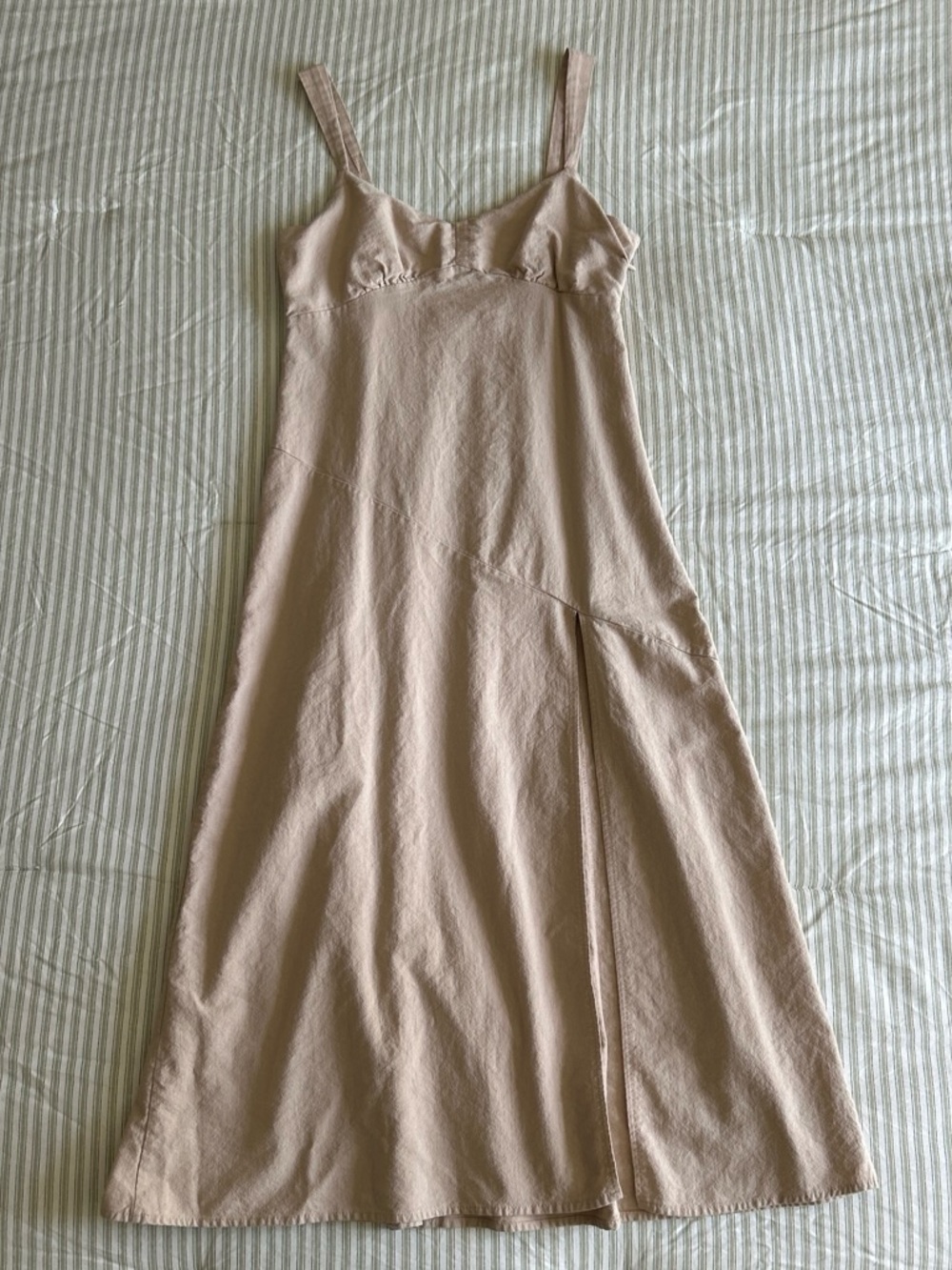 Altar'd State Taupe Fit and Flare Midi Dress with Thigh Slit - Picture 8 of 8